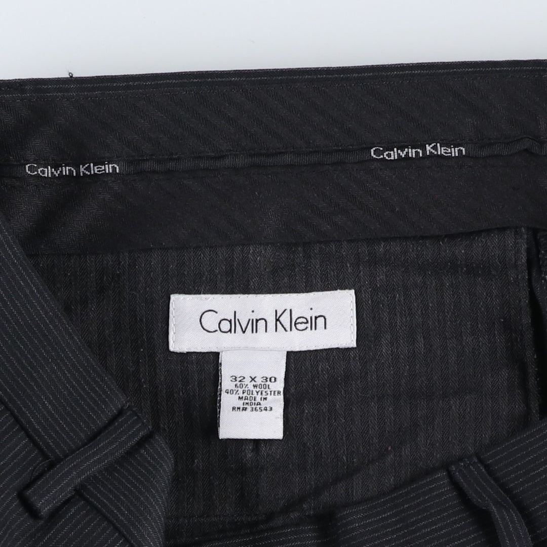2000s~ Calvin Klein Striped Wool Pants, Men's Size W33 wool black type Vintage Second Hand