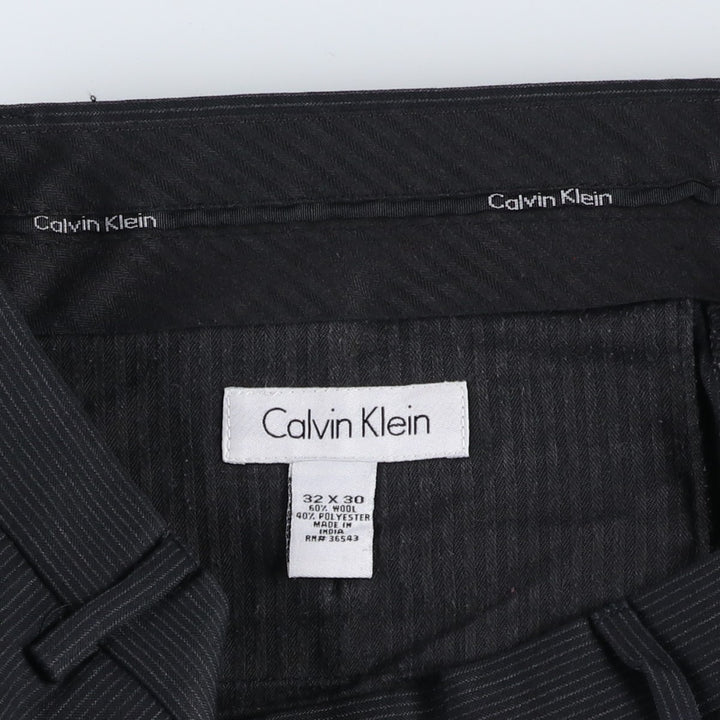 2000s~ Calvin Klein Striped Wool Pants, Men's Size W33 wool black type Vintage Second Hand