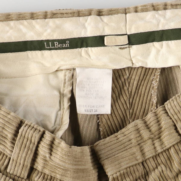 LLBean Wide Ribbed Corduroy Pants, Men's, Size W34 cotton Beige type Vintage Second Hand