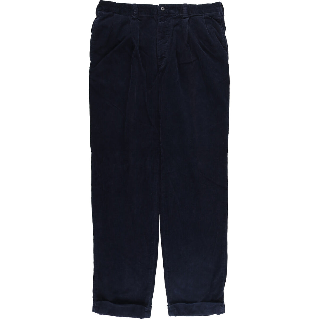 Ralph Lauren POLO by Ralph Lauren HAMMOND PANT, two-pleat corduroy pants, men's size W37. cotton navy blue type Vintage Second Hand