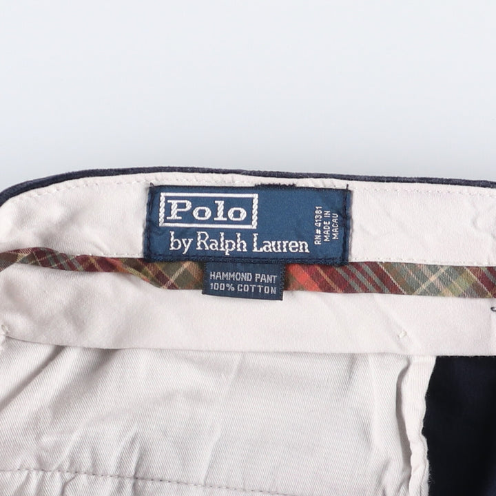 Ralph Lauren POLO by Ralph Lauren HAMMOND PANT, two-pleat corduroy pants, men's size W37. cotton navy blue type Vintage Second Hand