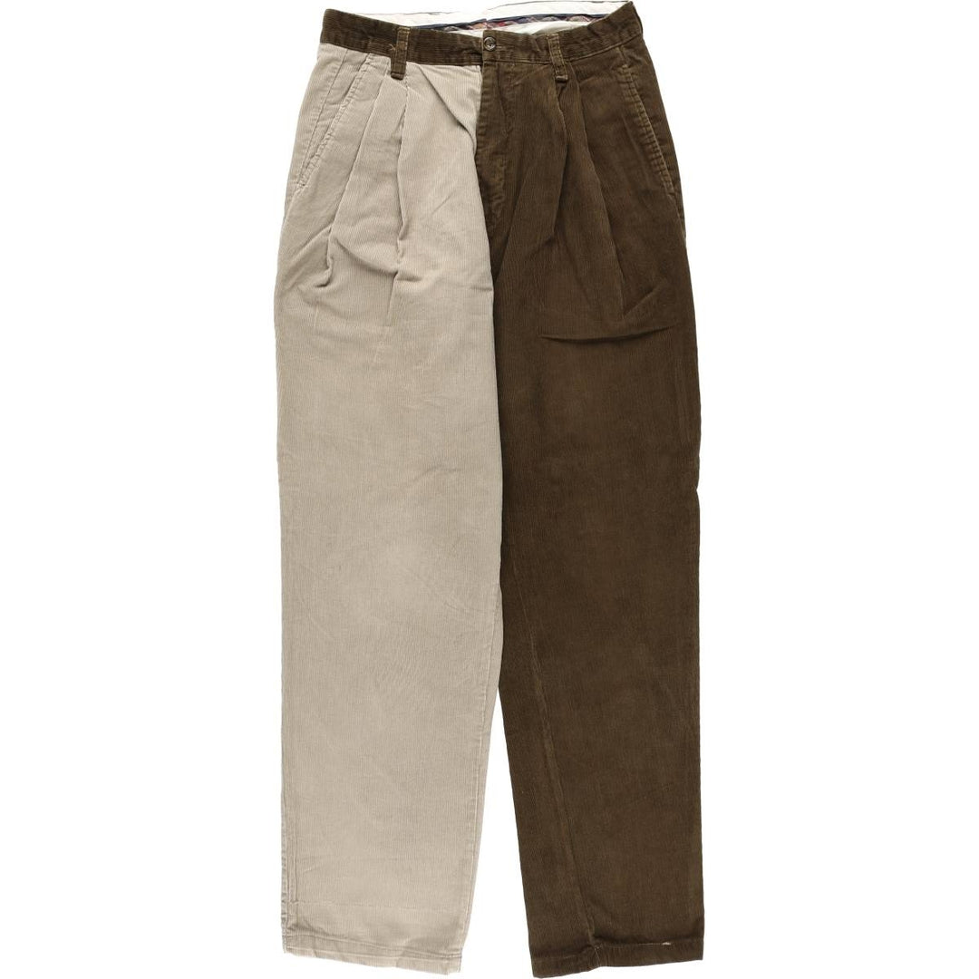 Crazy Pattern Two-Pleat Corduroy Pants, Men's Size W36 (approx.) cotton brown type Vintage Second Hand