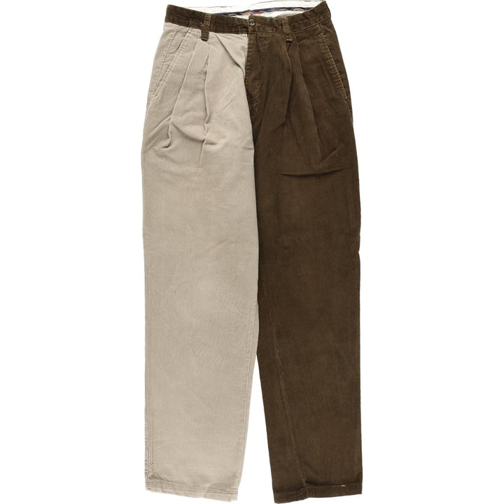 Crazy Pattern Two-Pleat Corduroy Pants, Men's Size W36 (approx.) cotton brown type Vintage Second Hand