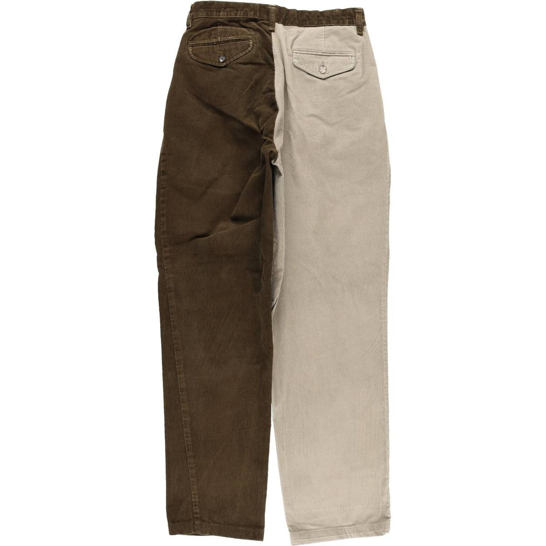 Crazy Pattern Two-Pleat Corduroy Pants, Men's Size W36 (approx.) cotton brown type Vintage Second Hand