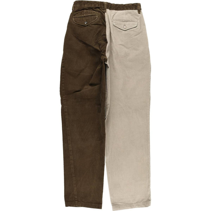 Crazy Pattern Two-Pleat Corduroy Pants, Men's Size W36 (approx.) cotton brown type Vintage Second Hand