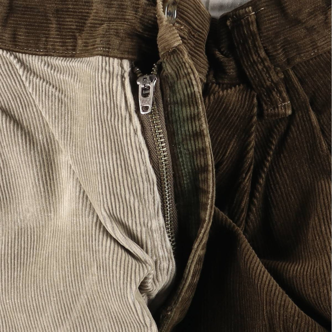 Crazy Pattern Two-Pleat Corduroy Pants, Men's Size W36 (approx.) cotton brown type Vintage Second Hand