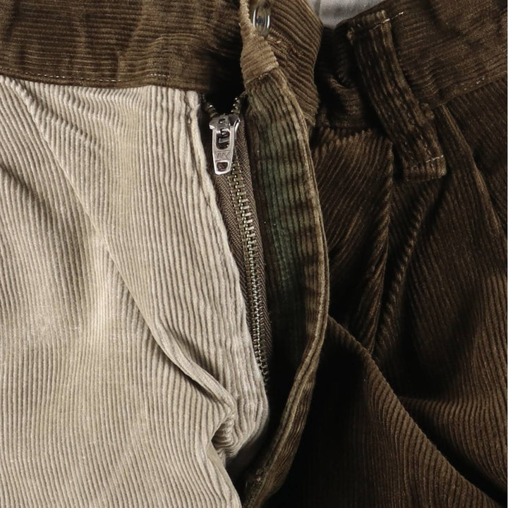 Crazy Pattern Two-Pleat Corduroy Pants, Men's Size W36 (approx.) cotton brown type Vintage Second Hand