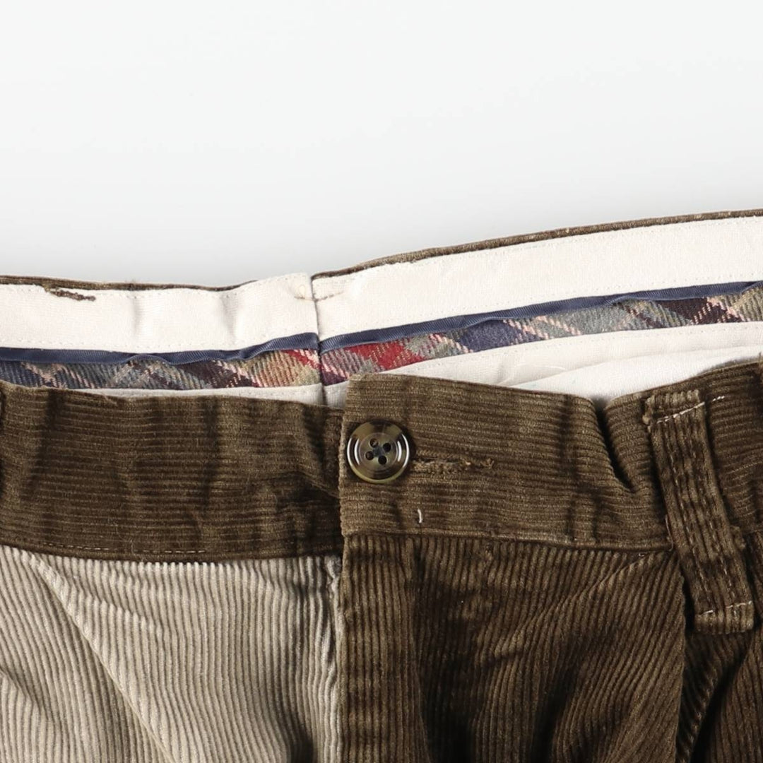 Crazy Pattern Two-Pleat Corduroy Pants, Men's Size W36 (approx.) cotton brown type Vintage Second Hand