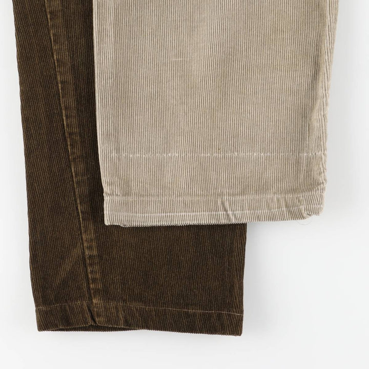 Crazy Pattern Two-Pleat Corduroy Pants, Men's Size W36 (approx.) cotton brown type Vintage Second Hand