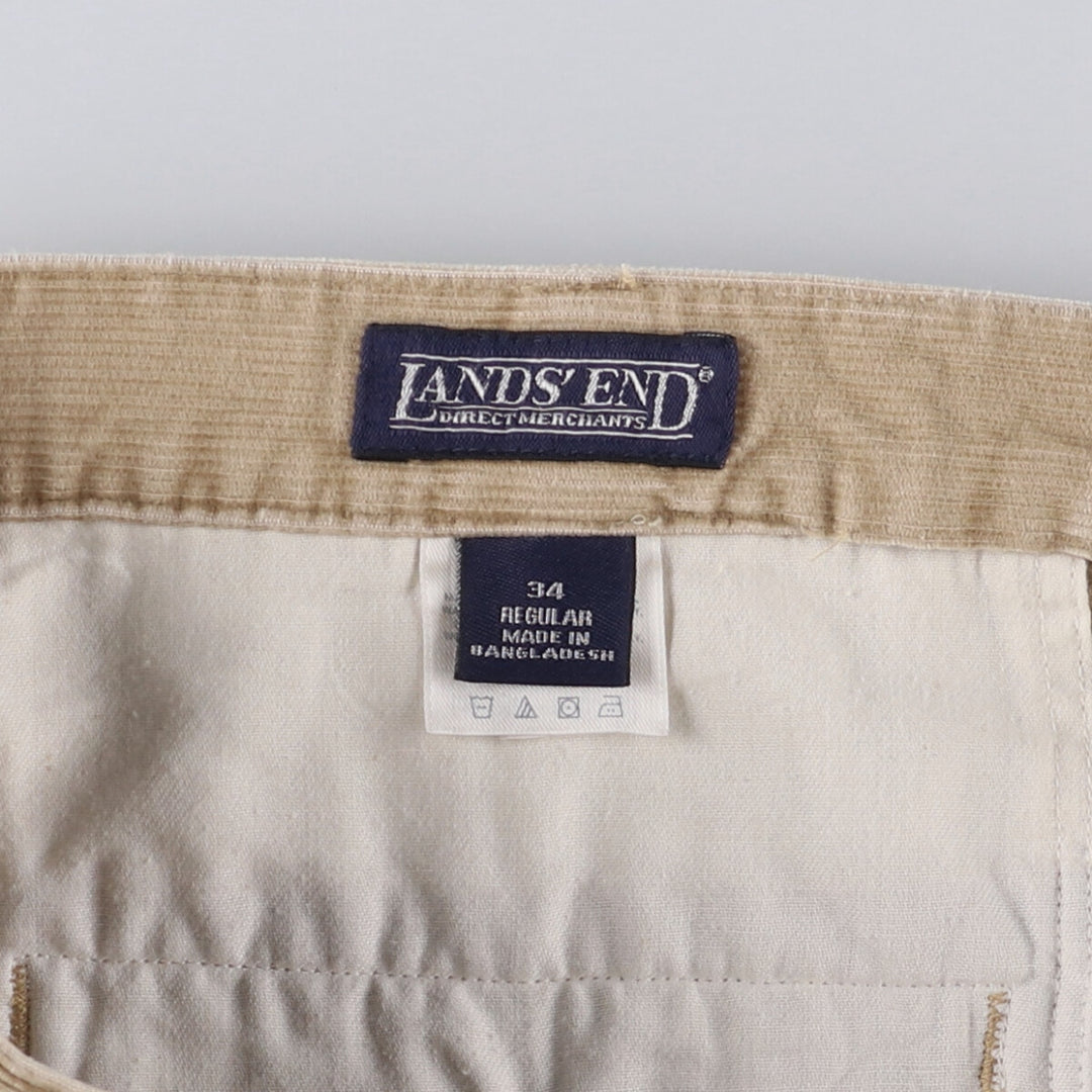 LANDS' END Corduroy Pants Men's Size W34 cotton Beige type Vintage Second Hand