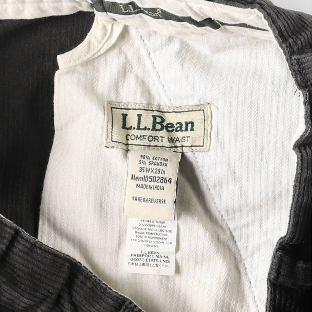 LLBean Wide Ribbed Corduroy Pants, Men's, Size W35 cotton Charcoal Vintage Second Hand