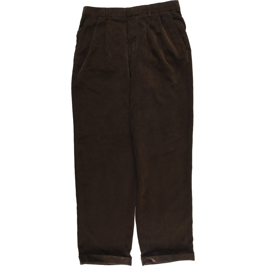 GEORGE Two-pleat Corduroy Pants Men's Size W34 polyester brown type Vintage Second Hand