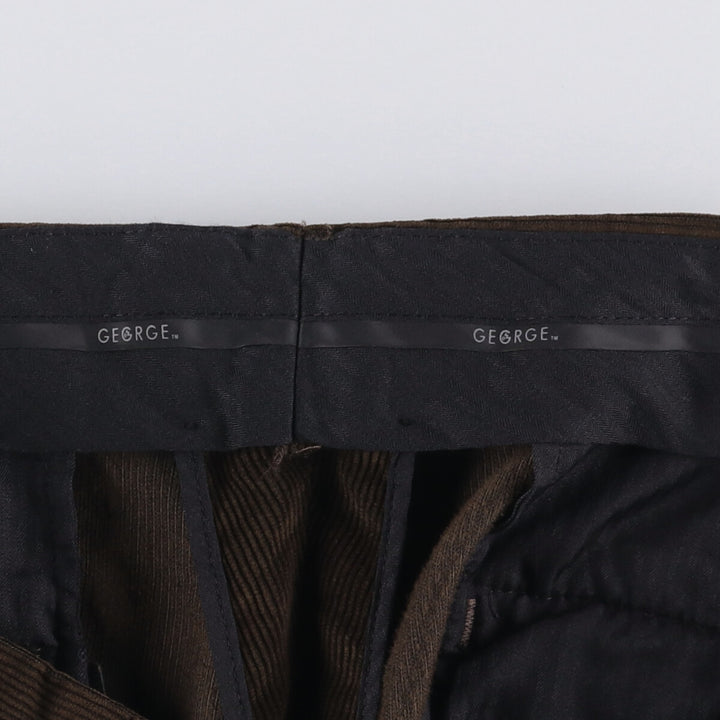 GEORGE Two-pleat Corduroy Pants Men's Size W34 polyester brown type Vintage Second Hand