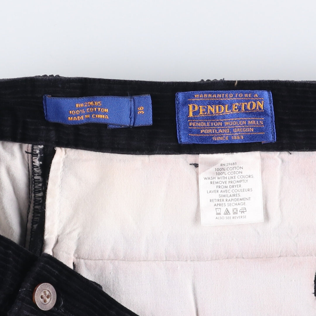 2000'S Pendleton Two-pleat Corduroy Pants Men's Size W34 cotton navy blue type Vintage Second Hand