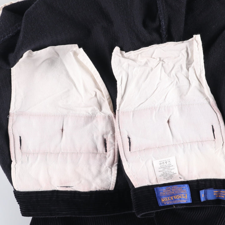 2000'S Pendleton Two-pleat Corduroy Pants Men's Size W34 cotton navy blue type Vintage Second Hand