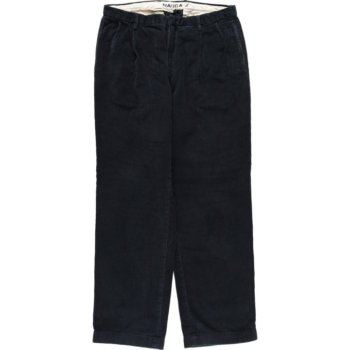 Nautica wide-wale corduroy pants, men's size W35 (approx.) cotton navy blue type Vintage Second Hand