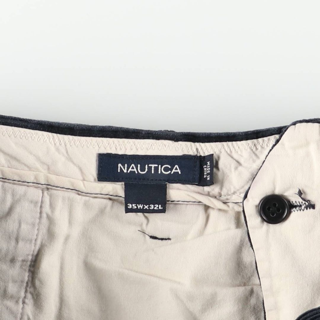 Nautica wide-wale corduroy pants, men's size W35 (approx.) cotton navy blue type Vintage Second Hand