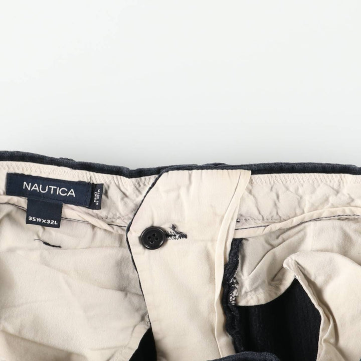 Nautica wide-wale corduroy pants, men's size W35 (approx.) cotton navy blue type Vintage Second Hand