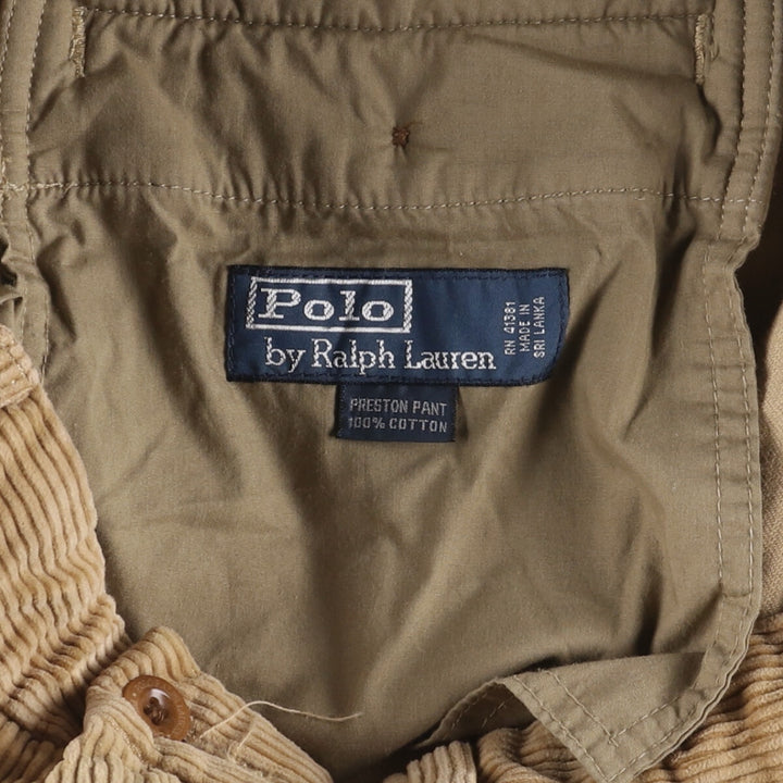 Ralph Lauren POLO by Ralph Lauren PRESTON PANT, wide-ribbed corduroy pants, men's size W35. cotton Beige type Vintage Second Hand