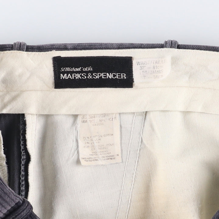 Marks and Spencer Men's Corduroy Pants, Made in Canada, Size W31 cotton gray type Vintage Second Hand