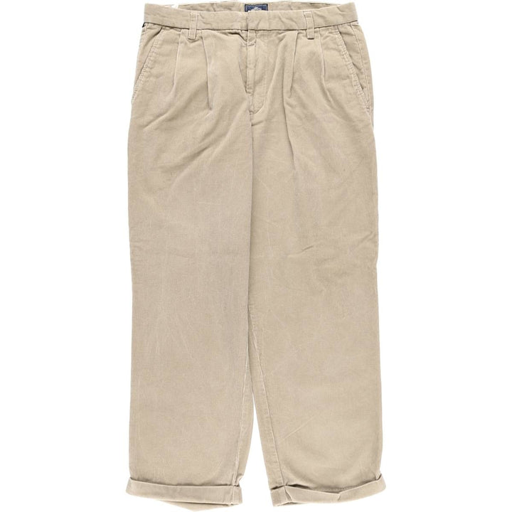 Dockers Relaxed Fit Two-Pleat Corduroy Pants, Men's W35 (approx.) cotton Beige type Vintage Second Hand