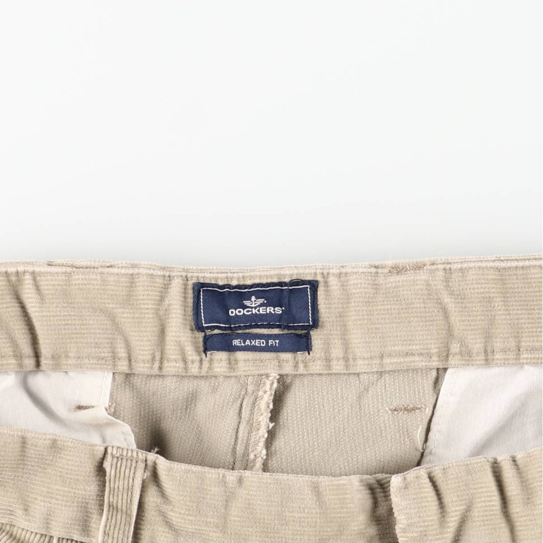 Dockers Relaxed Fit Two-Pleat Corduroy Pants, Men's W35 (approx.) cotton Beige type Vintage Second Hand