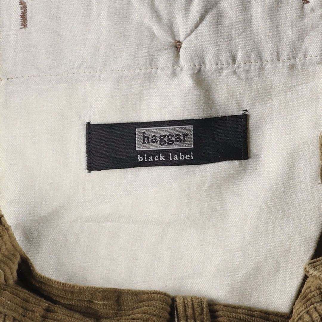 Haggar Black Label wide-wale two-pleat corduroy pants, men's, size W33, vintage cotton Khaki type brown Vintage Second Hand