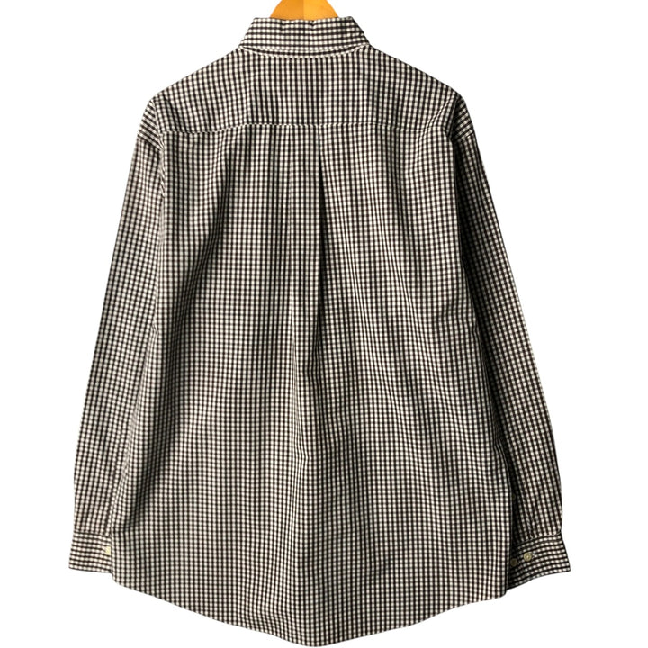 Brooks Brothers 346 Gingham Check Long Sleeve Button-Down Check Shirt, Men's Size L cotton brown type Vintage Second Hand
