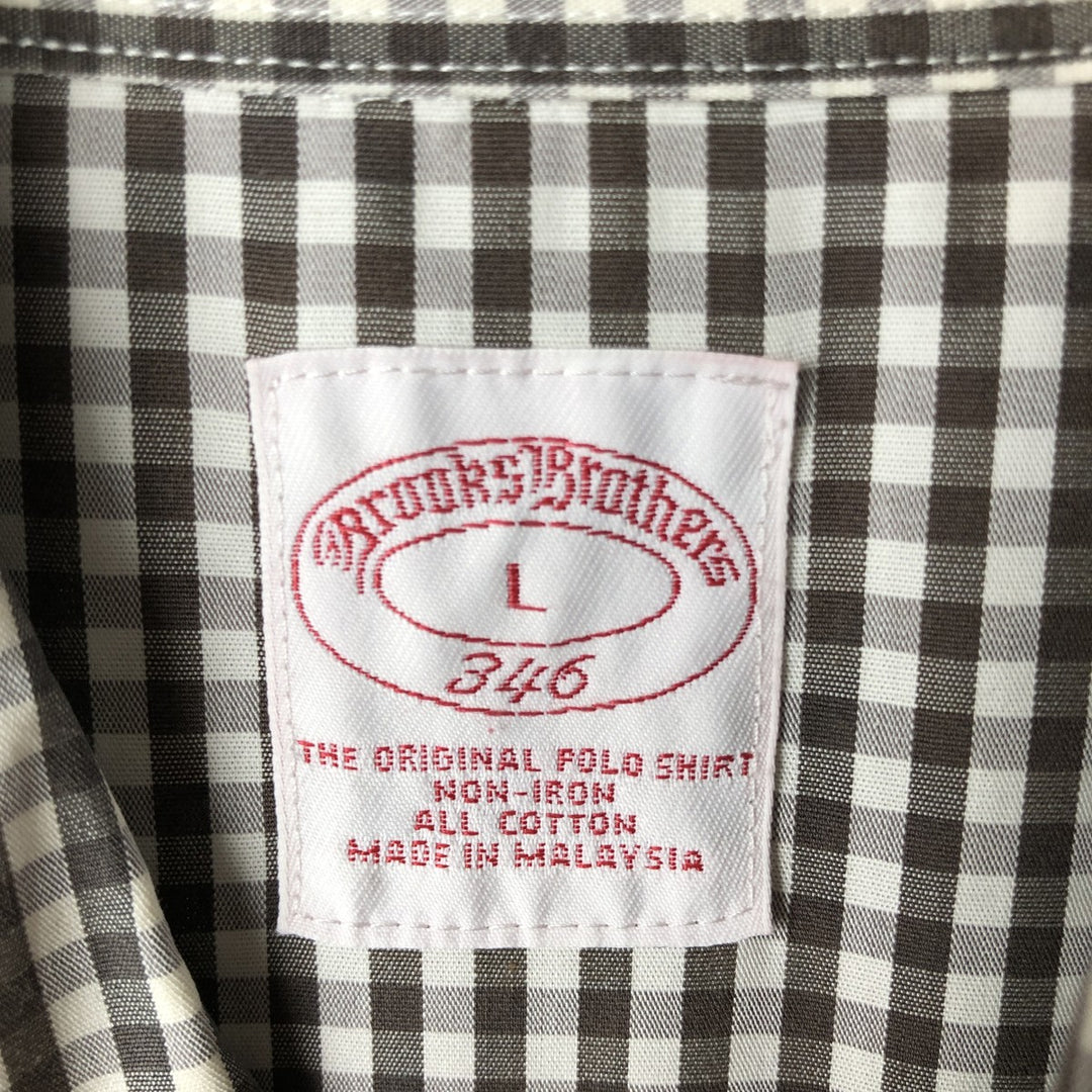 Brooks Brothers 346 Gingham Check Long Sleeve Button-Down Check Shirt, Men's Size L cotton brown type Vintage Second Hand