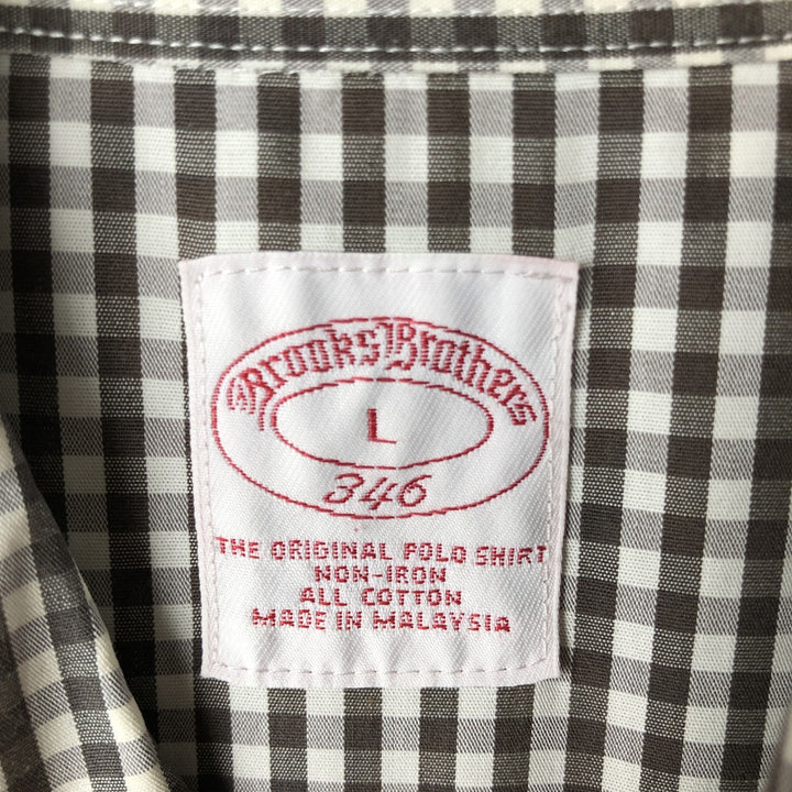 Brooks Brothers 346 Gingham Check Long Sleeve Button-Down Check Shirt, Men's Size L cotton brown type Vintage Second Hand