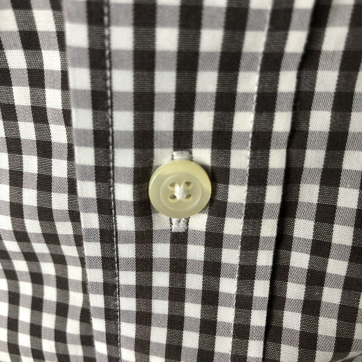 Brooks Brothers 346 Gingham Check Long Sleeve Button-Down Check Shirt, Men's Size L cotton brown type Vintage Second Hand