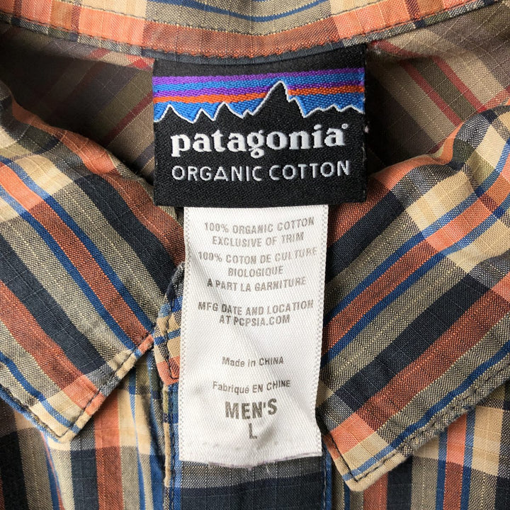 Patagonia Organic Cotton Long Sleeve Cotton Check Shirt, Men's Size L cotton orange type Vintage Second Hand