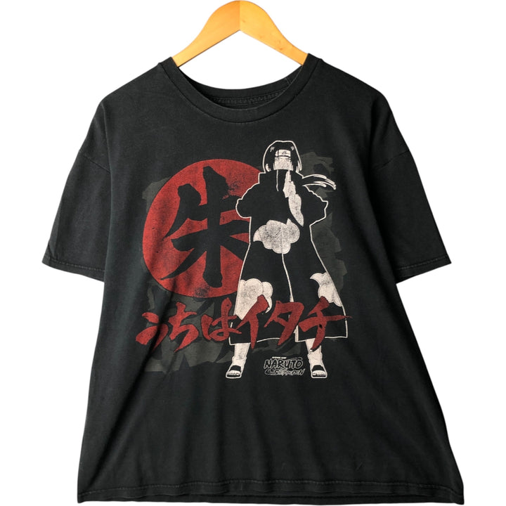 NARUTO SHIPPUDEN Naruto Shippuden Uchiha Itachi Anime Character Print T-Shirt Men's XL cotton black type Vintage Second Hand