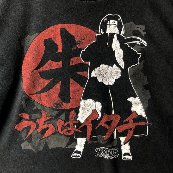 NARUTO SHIPPUDEN Naruto Shippuden Uchiha Itachi Anime Character Print T-Shirt Men's XL cotton black type Vintage Second Hand