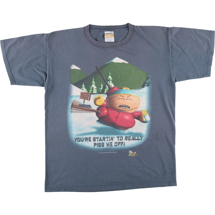 Santee South Park character print T-shirt, men's size L cotton Charcoal Vintage Second Hand