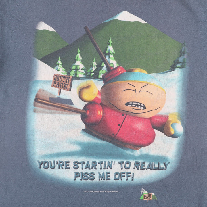 Santee South Park character print T-shirt, men's size L cotton Charcoal Vintage Second Hand