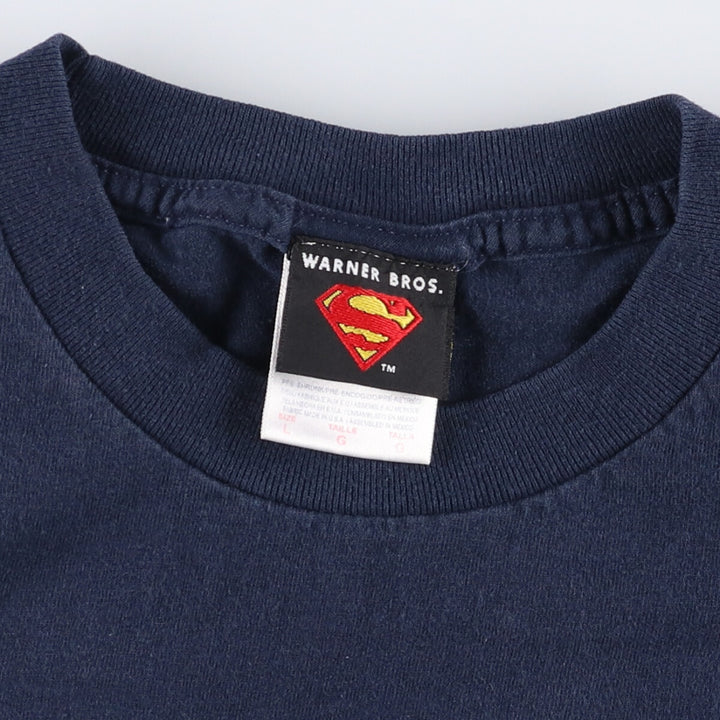 00'S Alstyle Apparel and Activewear Superman Stars and Stripes Character Print T-Shirt Men's Size L cotton navy blue type Vintage Second Hand