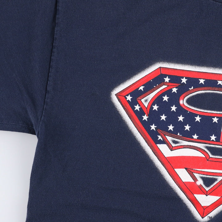 00'S Alstyle Apparel and Activewear Superman Stars and Stripes Character Print T-Shirt Men's Size L cotton navy blue type Vintage Second Hand