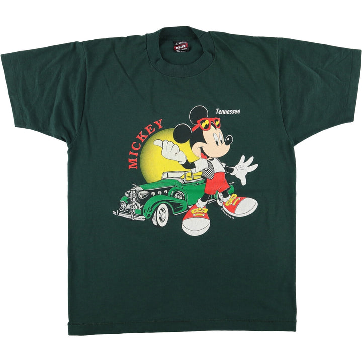Fruit of the Loom Mickey Mouse character print T-shirt, Made in USA, Men's size L cotton Green type dark green Vintage Second Hand