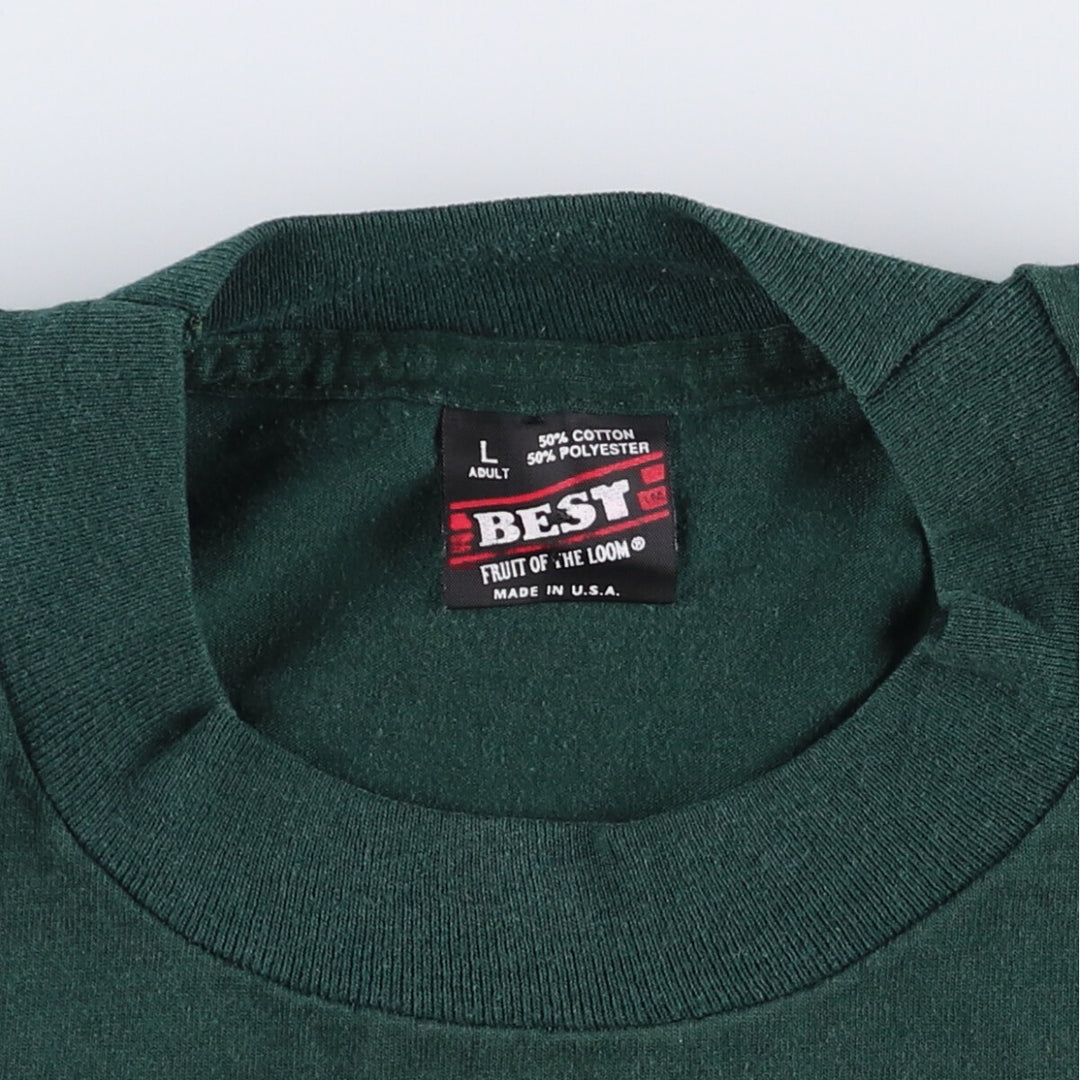 Fruit of the Loom Mickey Mouse character print T-shirt, Made in USA, Men's size L cotton Green type dark green Vintage Second Hand