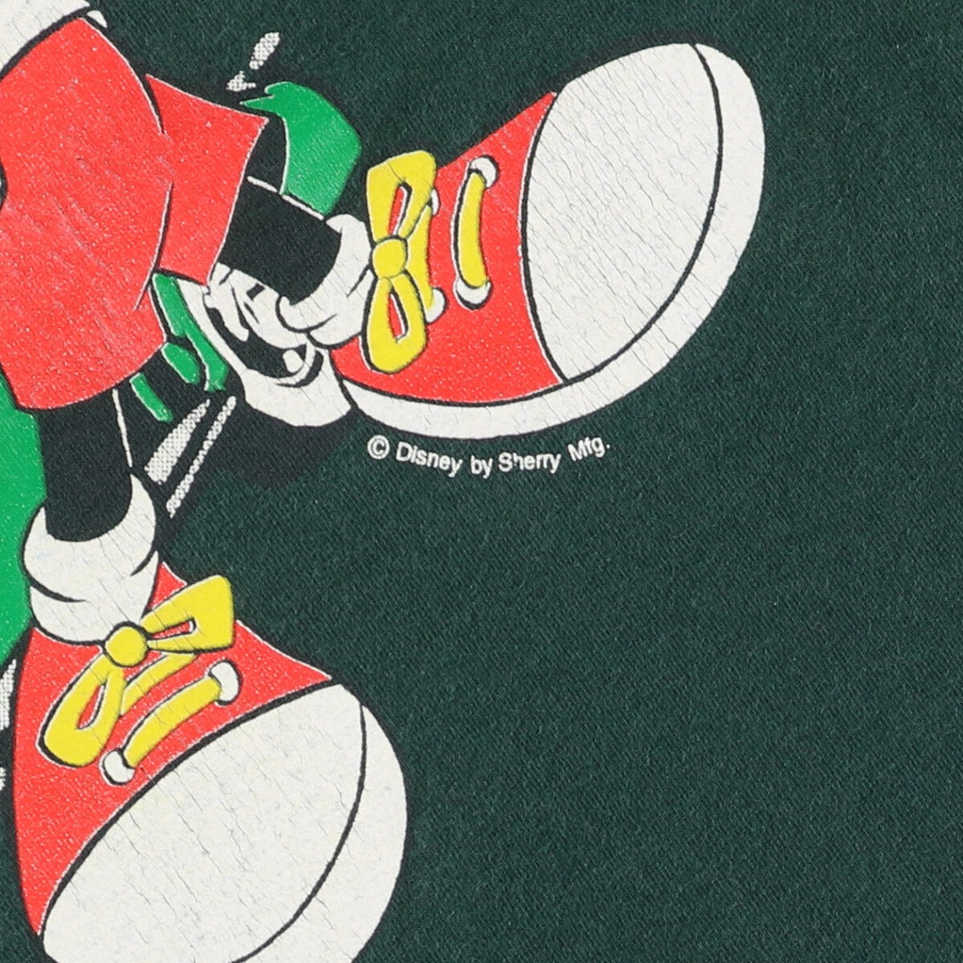 Fruit of the Loom Mickey Mouse character print T-shirt, Made in USA, Men's size L cotton Green type dark green Vintage Second Hand