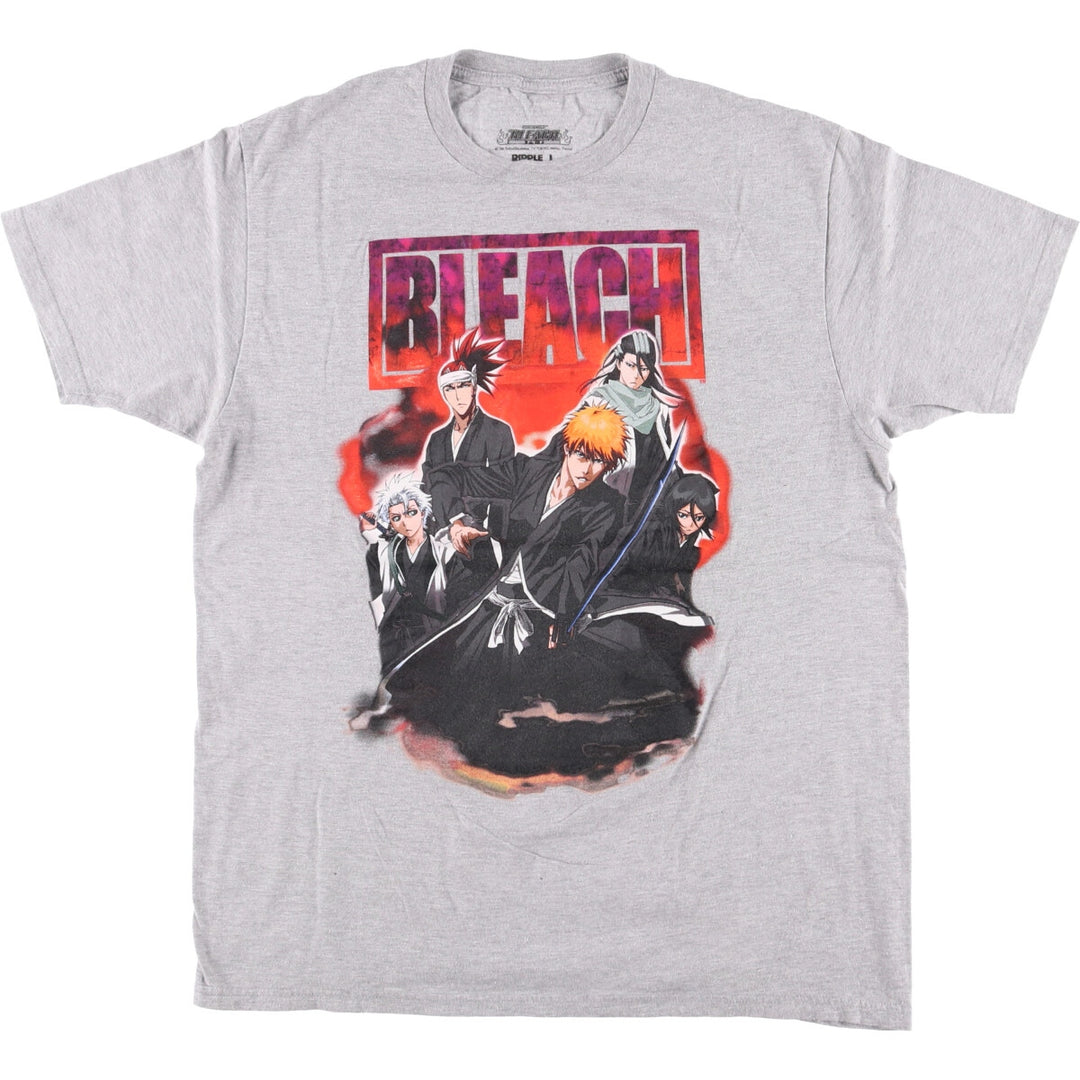 Ripple Junction RIPPLE JUNCTION BLEACH Anime Character Print T-shirt Men's L size cotton gray type Vintage Second Hand
