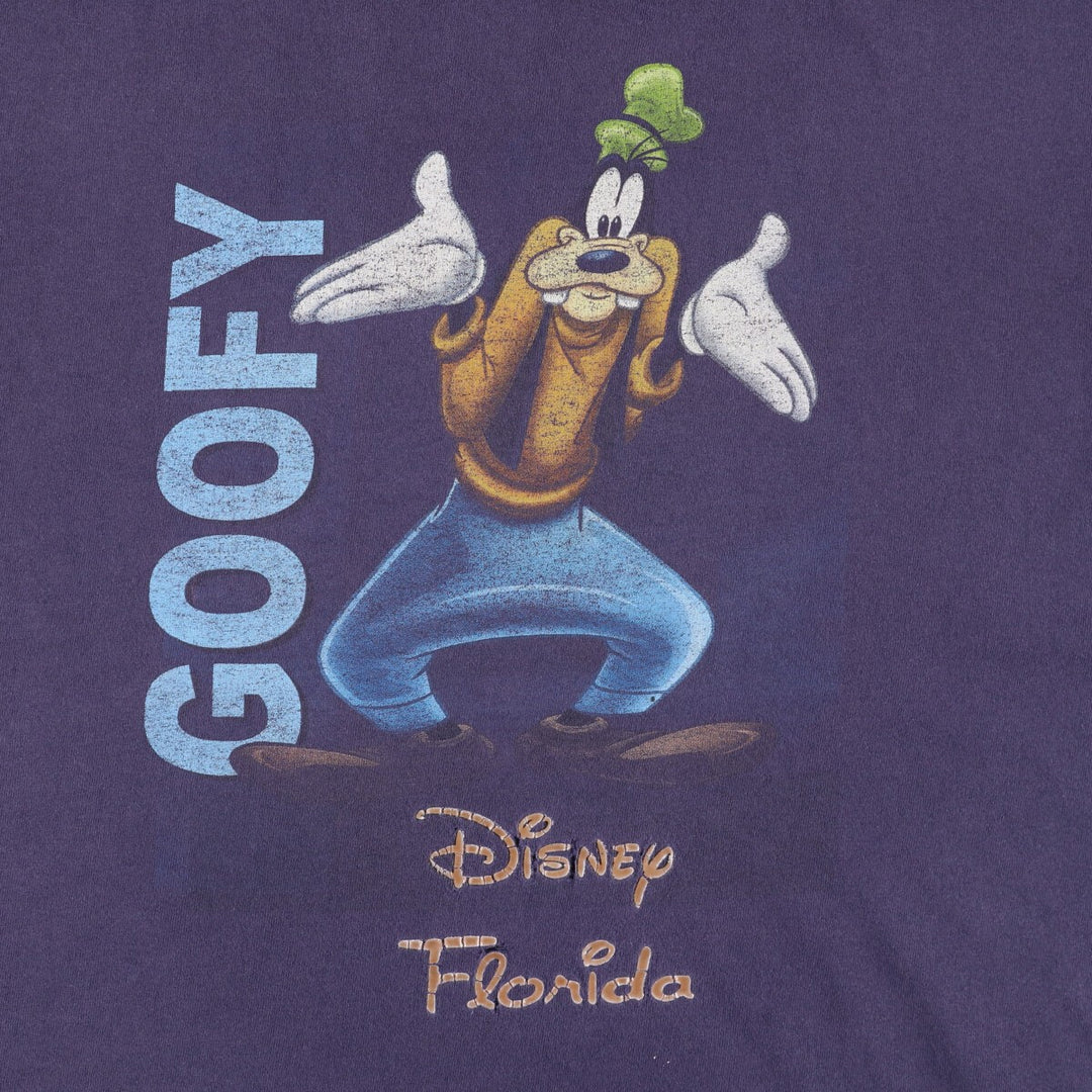 GOOFY Goofy character print T-shirt, men's size L unclear navy blue type Vintage Second Hand