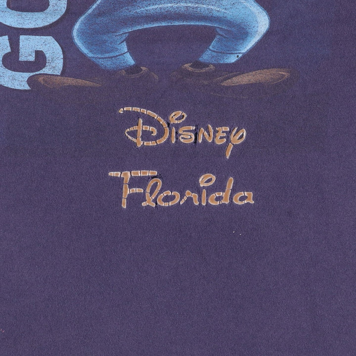 GOOFY Goofy character print T-shirt, men's size L unclear navy blue type Vintage Second Hand