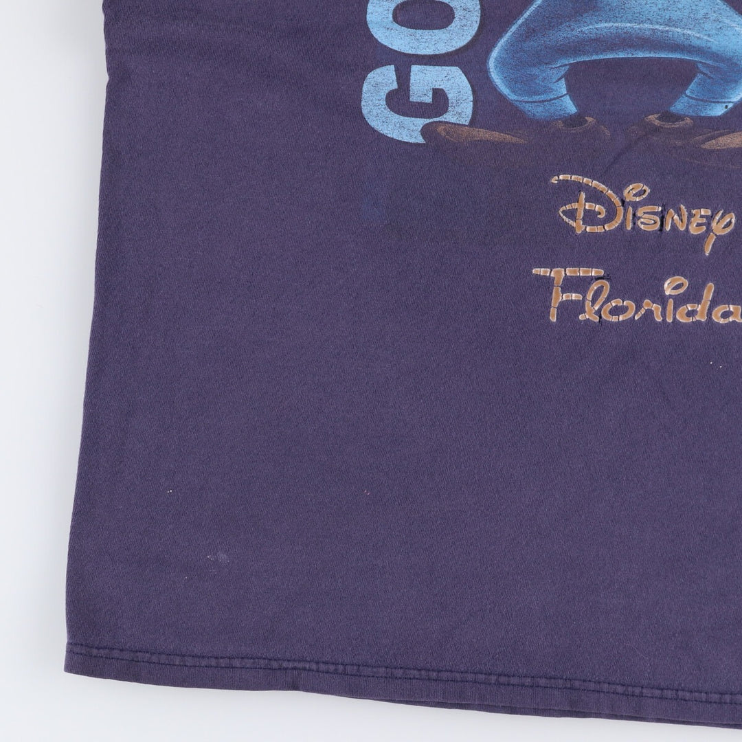 GOOFY Goofy character print T-shirt, men's size L unclear navy blue type Vintage Second Hand