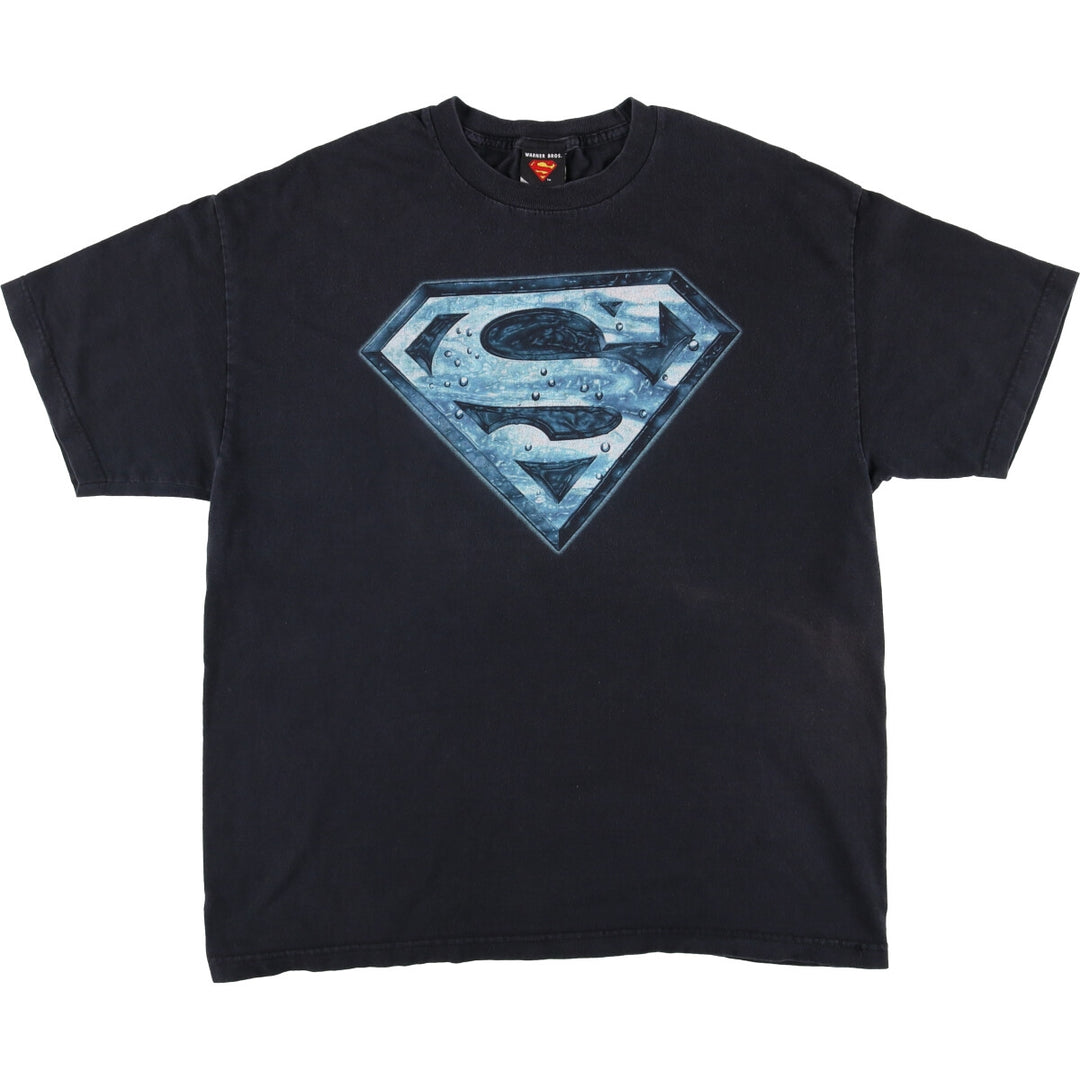 2000'S SUPERMAN Character Print T-Shirt Men's XL cotton black type Vintage Second Hand