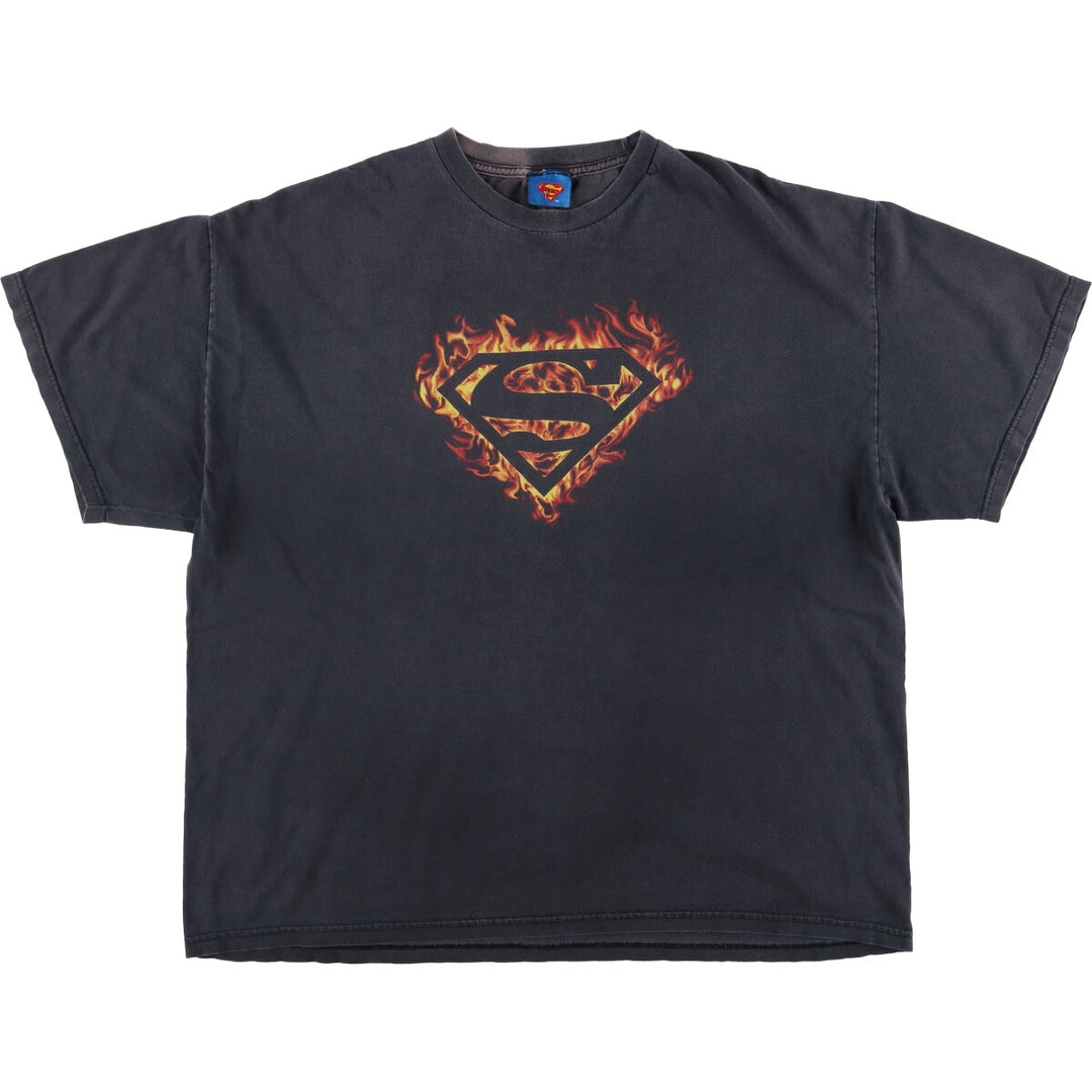 2000'S SUPERMAN Character Print T-Shirt Men's XL unclear black type Vintage Second Hand