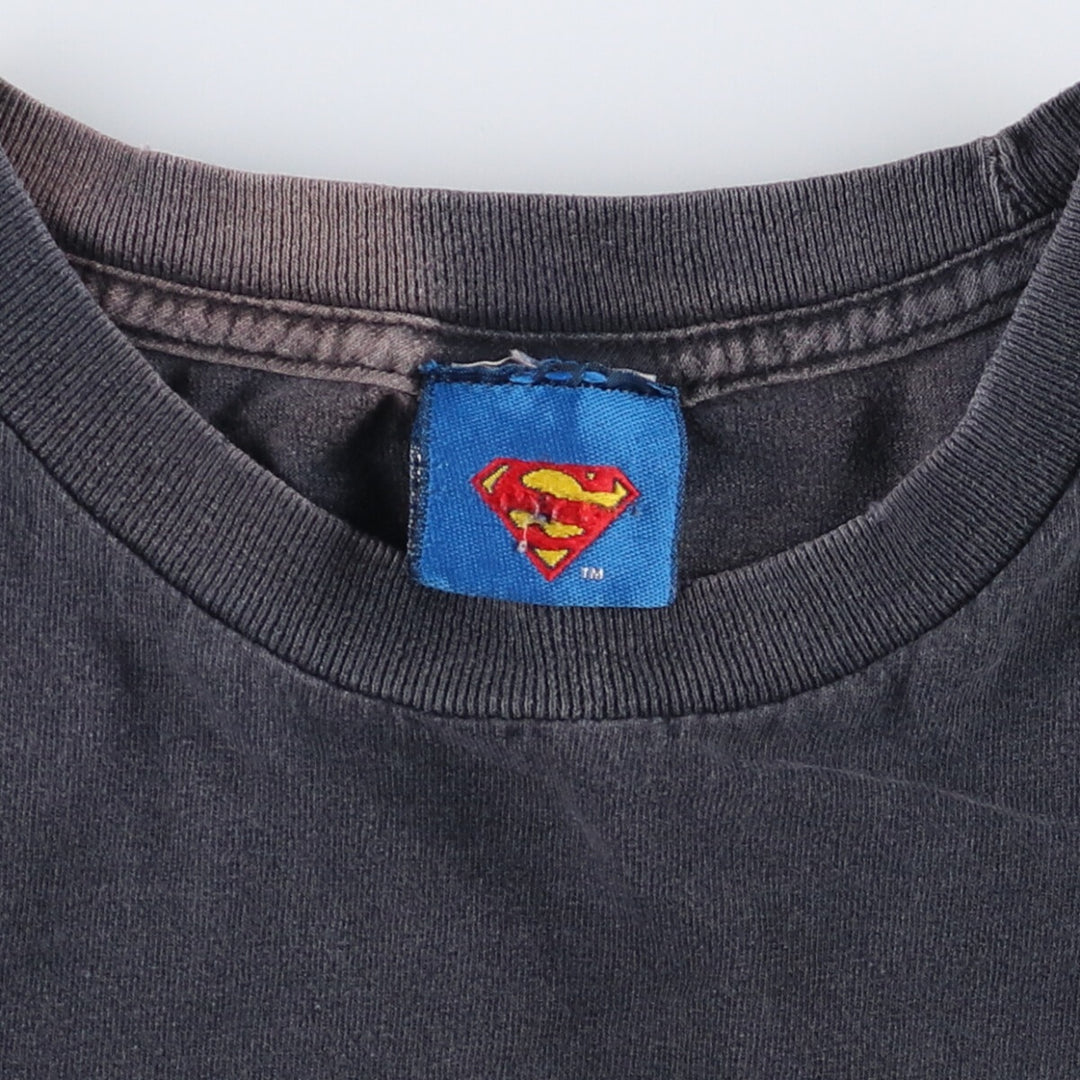 2000'S SUPERMAN Character Print T-Shirt Men's XL unclear black type Vintage Second Hand