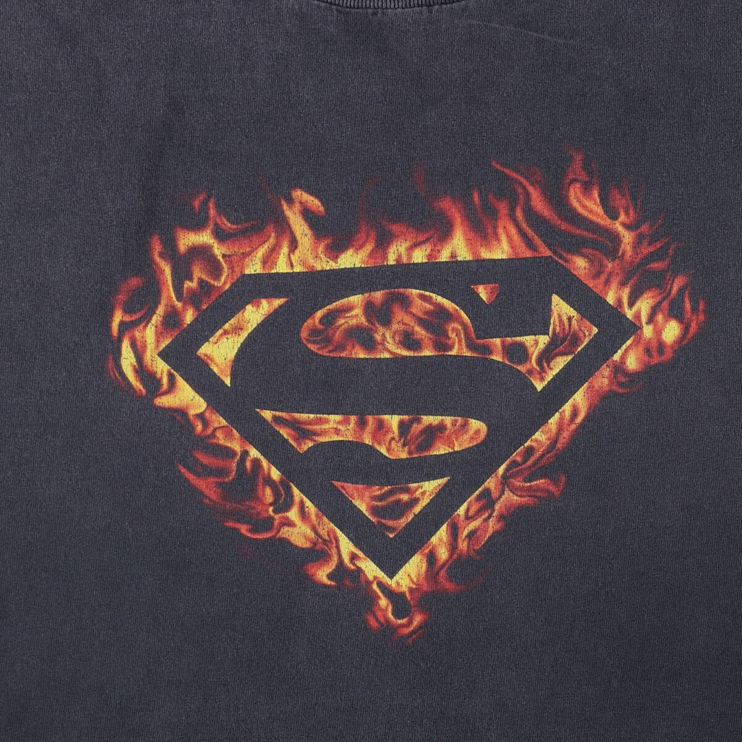 2000'S SUPERMAN Character Print T-Shirt Men's XL unclear black type Vintage Second Hand