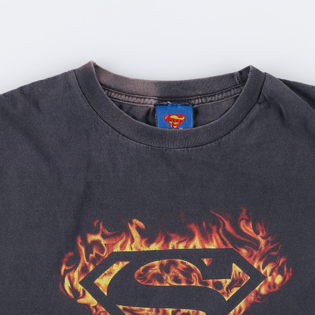 2000'S SUPERMAN Character Print T-Shirt Men's XL unclear black type Vintage Second Hand